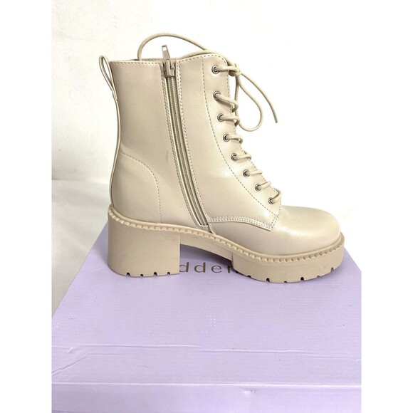 Madden Girl Platform Combat Boots Almond Beige Women's Talentt Booties - Picture 1 of 15